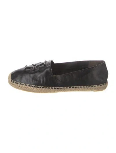Pre-owned Tory Burch Leather Espadrilles In Black/neutrals