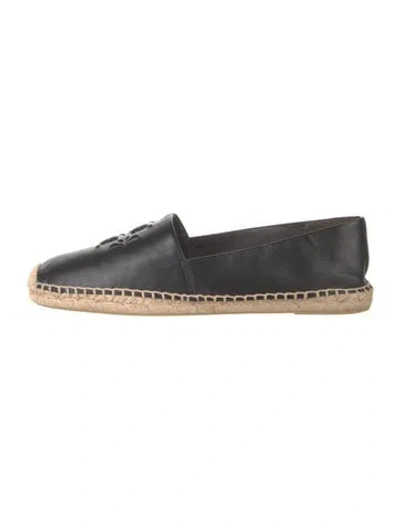 Pre-owned Tory Burch Leather Espadrilles In Black/neutrals