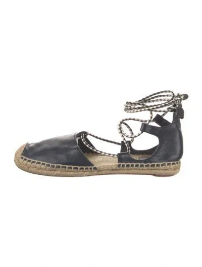 Pre-owned Tory Burch Leather Espadrilles In Blue/neutrals
