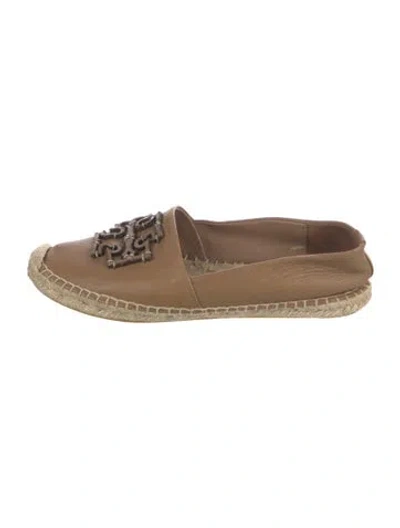 Pre-owned Tory Burch Leather Espadrilles In Brown
