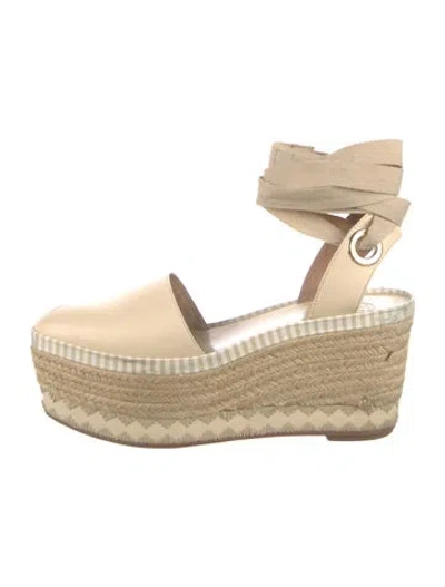 Pre-owned Tory Burch Leather Espadrilles In Brown