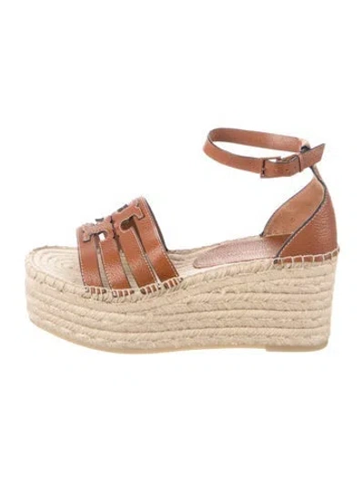 Pre-owned Tory Burch Leather Espadrilles In Brown