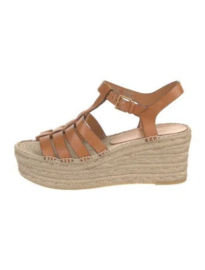 Pre-owned Tory Burch Leather Espadrilles In Brown