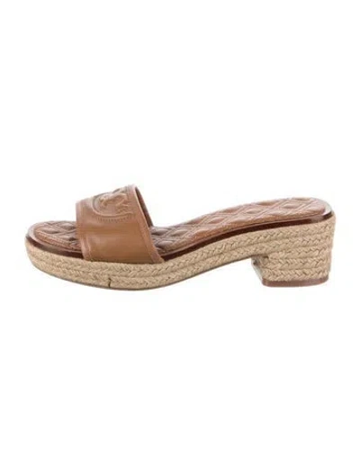 Pre-owned Tory Burch Leather Espadrilles In Brown