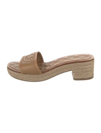 Pre-owned Tory Burch Leather Espadrilles In Brown