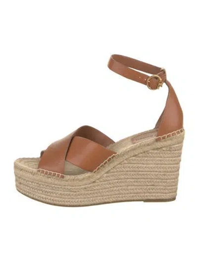 Pre-owned Tory Burch Leather Espadrilles In Brown