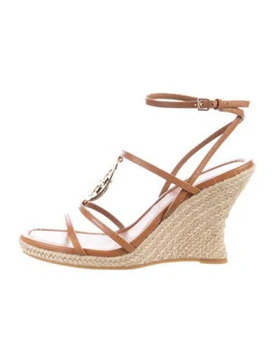 Pre-owned Tory Burch Leather Espadrilles In Brown