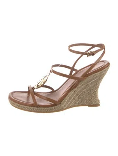 Pre-owned Tory Burch Leather Espadrilles In Brown