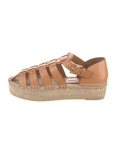 Pre-owned Tory Burch Leather Espadrilles In Brown