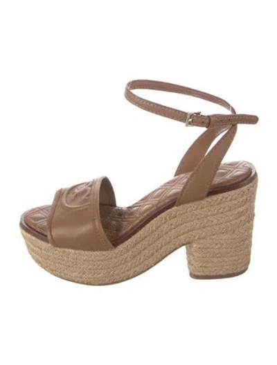 Pre-owned Tory Burch Leather Espadrilles In Brown