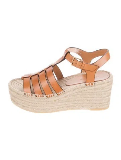 Pre-owned Tory Burch Leather Espadrilles In Brown