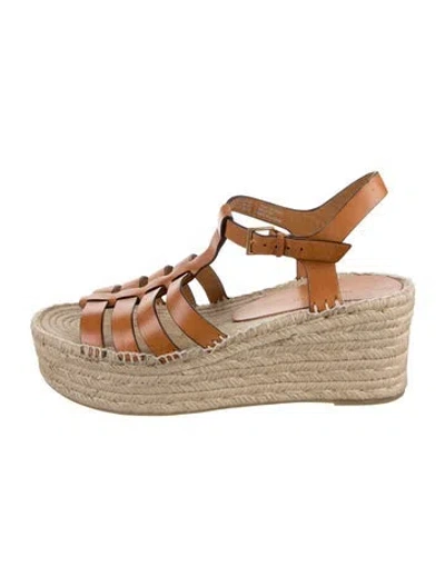 Pre-owned Tory Burch Leather Espadrilles In Brown