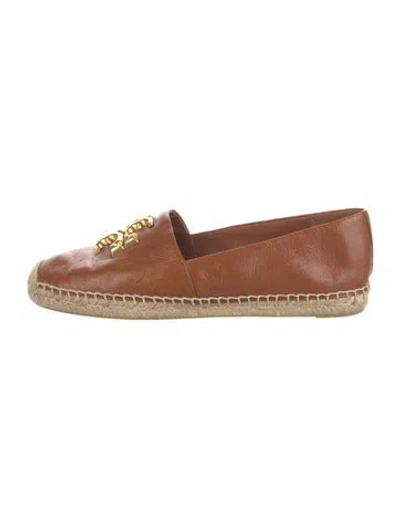 Pre-owned Tory Burch Leather Espadrilles In Brown/gold