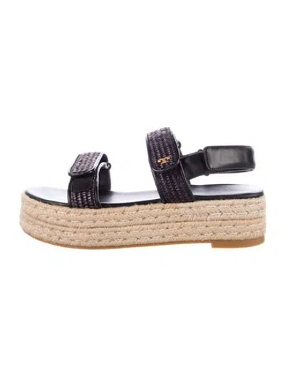 Pre-owned Tory Burch Leather Espadrilles In Gold