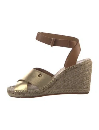 Pre-owned Tory Burch Leather Espadrilles In Gold