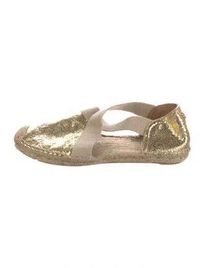 Pre-owned Tory Burch Leather Espadrilles In Gold