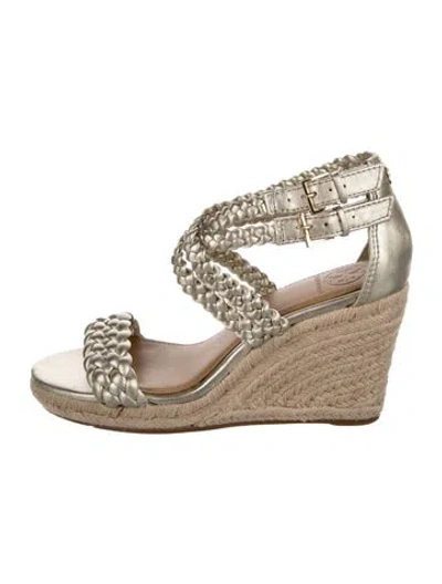 Pre-owned Tory Burch Leather Espadrilles In Gold