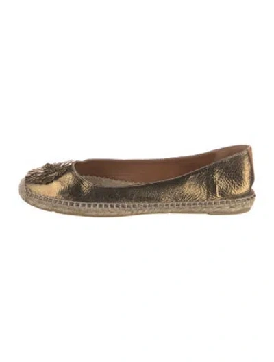 Pre-owned Tory Burch Leather Espadrilles In Gold/metallic