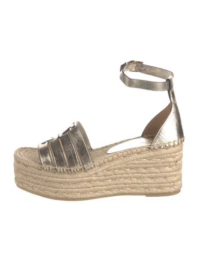 Pre-owned Tory Burch Leather Espadrilles In Gold/metallic