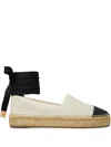 Tory Burch White Espadrilles With Metallic Logo On The Front And Ankle Strap In Leather Woman In Neutrals
