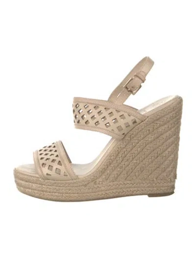 Pre-owned Tory Burch Leather Espadrilles In Neutrals