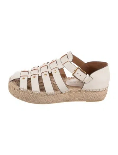 Pre-owned Tory Burch Leather Espadrilles In Neutrals
