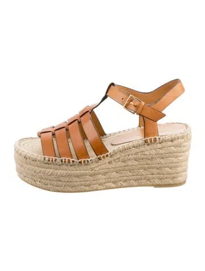 Pre-owned Tory Burch Leather Espadrilles In Neutrals