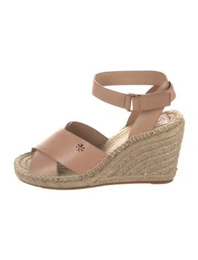 Pre-owned Tory Burch Leather Espadrilles In Neutrals