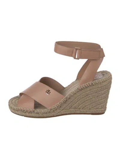 Pre-owned Tory Burch Leather Espadrilles In Neutrals/pink