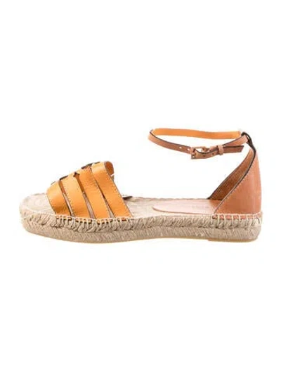Pre-owned Tory Burch Leather Espadrilles In Orange