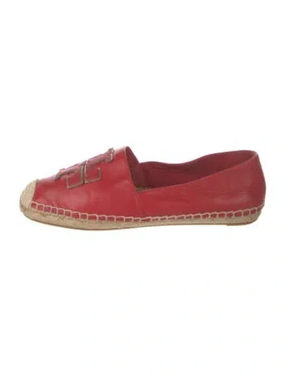 Pre-owned Tory Burch Leather Espadrilles In Red