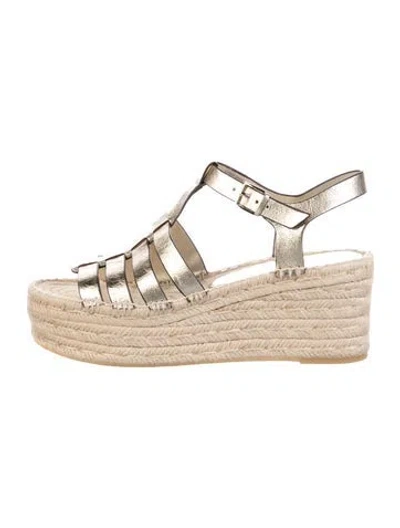 Pre-owned Tory Burch Leather Espadrilles In Silver