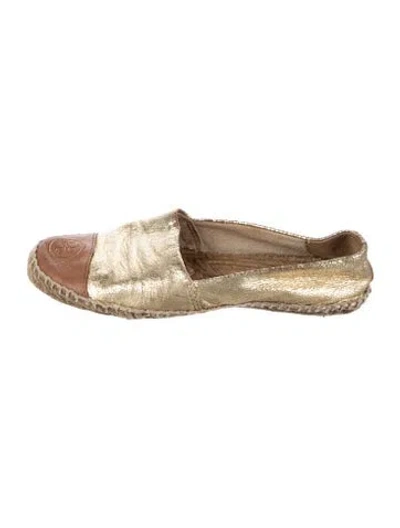 Pre-owned Tory Burch Leather Espadrilles In Silver