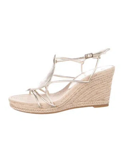 Pre-owned Tory Burch Leather Espadrilles In Silver