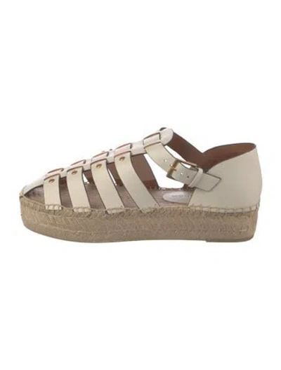 Pre-owned Tory Burch Leather Espadrilles W/ Tags In Neutrals