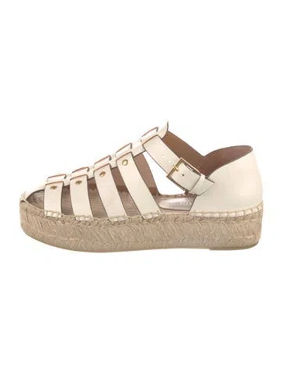 Pre-owned Tory Burch Leather Espadrilles In White