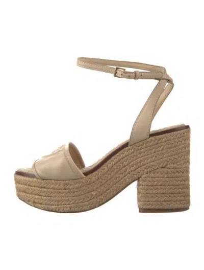 Pre-owned Tory Burch Leather Espadrilles In White