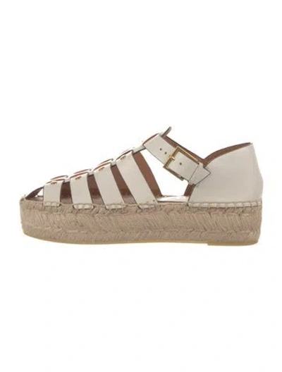 Pre-owned Tory Burch Leather Espadrilles In White