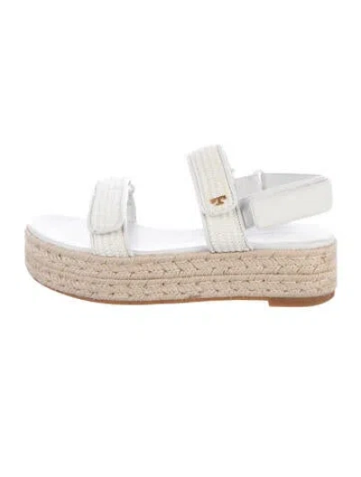 Pre-owned Tory Burch Leather Espadrilles In White