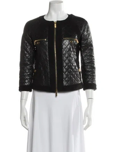 Pre-owned Tory Burch Leather Evening Jacket In Black