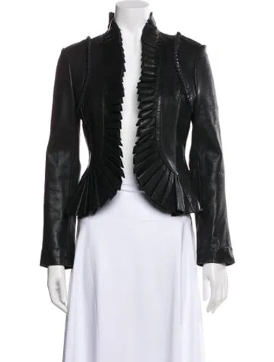 Pre-owned Tory Burch Leather Evening Jacket In Black