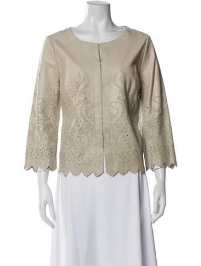 Pre-owned Tory Burch Leather Evening Jacket In Neutral