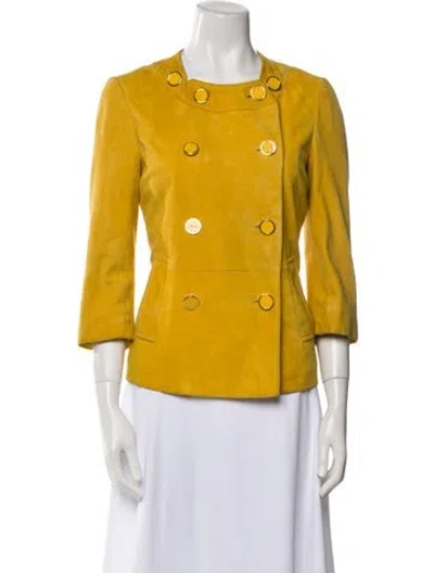 Pre-owned Tory Burch Leather Evening Jacket In Yellow