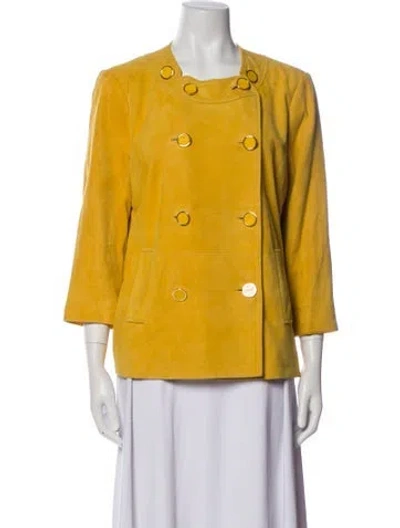 Pre-owned Tory Burch Leather Evening Jacket In Yellow