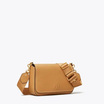 Tory Burch Leather Flap Crossbody In Tiramisu