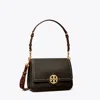 Tory Burch Leather Flap Shoulder Bag In Black