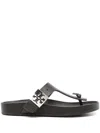 Tory Burch Leather Flat Sandals In Multi