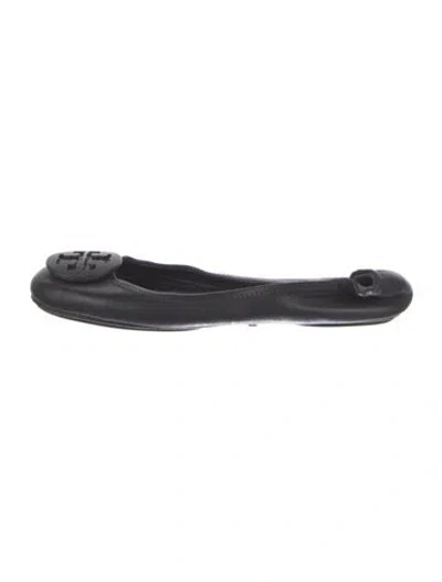 Pre-owned Tory Burch Leather Flats In Black