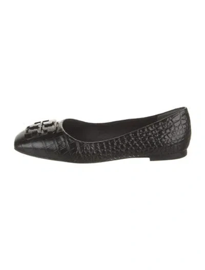 Pre-owned Tory Burch Leather Flats In Black
