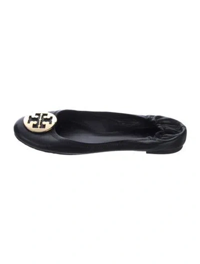 Pre-owned Tory Burch Leather Flats In Black